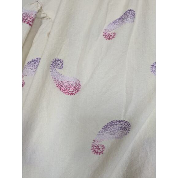 J Jill Oversized Top Split Neck Paisley 'Barley Multi' Drop Shoulder Relaxed Fit - Picture 6 of 13